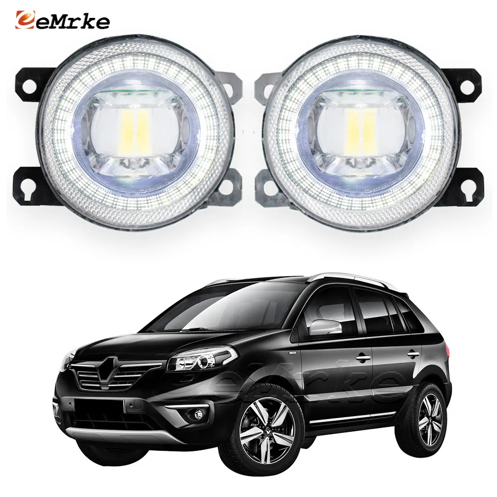 

Светодиодные Автомобильные противотуманные фары PTF в сборе для Renault Koleos, Samsung QM5, H45 2012-2016, дневные ходовые огни с ангельскими глазами