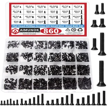 860 PCS Small Computer Screws Assortment Kit, Black Tiny Eyeglass Screws M1.2 M1.4 M1.7 M2 M2.5 M3, PC & Laptop SSD Hard Drive C 1