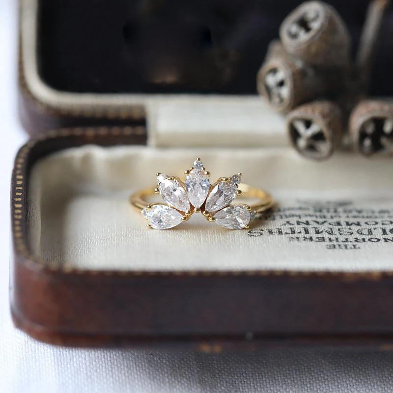 

Оригинальное изысканное роскошное регулируемое кольцо с короной из циркона блестит женское очаровательное серебряное ювелирное изделие в дворцовом стиле аксессуары
