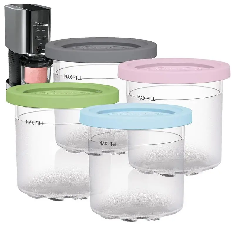 Ice Cream Container 1/2/4Pcs For NINJA-CREAMI NC300s Series Ice Cream Maker Replacements Storage Jar With Sealing Lids