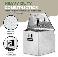 29 Inch Aluminum Diamond Plate Tongue Box Tool Chest, Waterproof Under Truck Storage for Pick Up Truck Bed, RV Trailer, A 2
