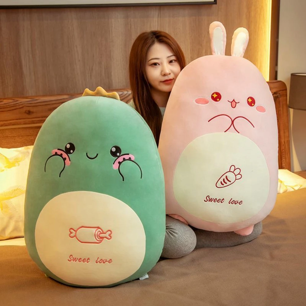 45cm Six Interesting Stuffed Animals Rabbit Dragon Pig Cow Cat Chicken Cute Doll Bed Super Soft Sleeping Pillow Birthday Gift