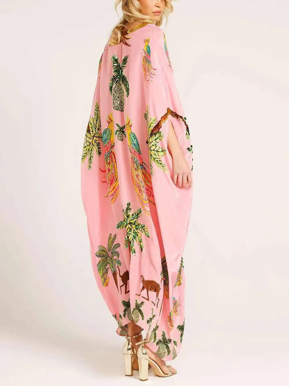 New Spring V-neck Vestidos A-line Dress Fashion Animal Pattern Printed Loose Dress Retro Women's Dress Vetement Femme