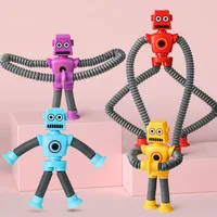 Variable Fun Cartoon Robot Telescopic Tube Toys Kids Puzzle Stretch Suction Cup Robot Toy DIY Telescopic Stress Relief Toys 1