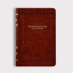 Vintage Gold Printed Compact Notebook - PU Leather Pocket Diary & School Supply - A7 (Wine red)