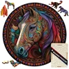 Wooden Puzzle Mandala Horse 3D Wood Jigsaw Puzzle Retro Toys Wooden Animal Puzzles Board Game For Adults Kids With Wood Gift Box 1