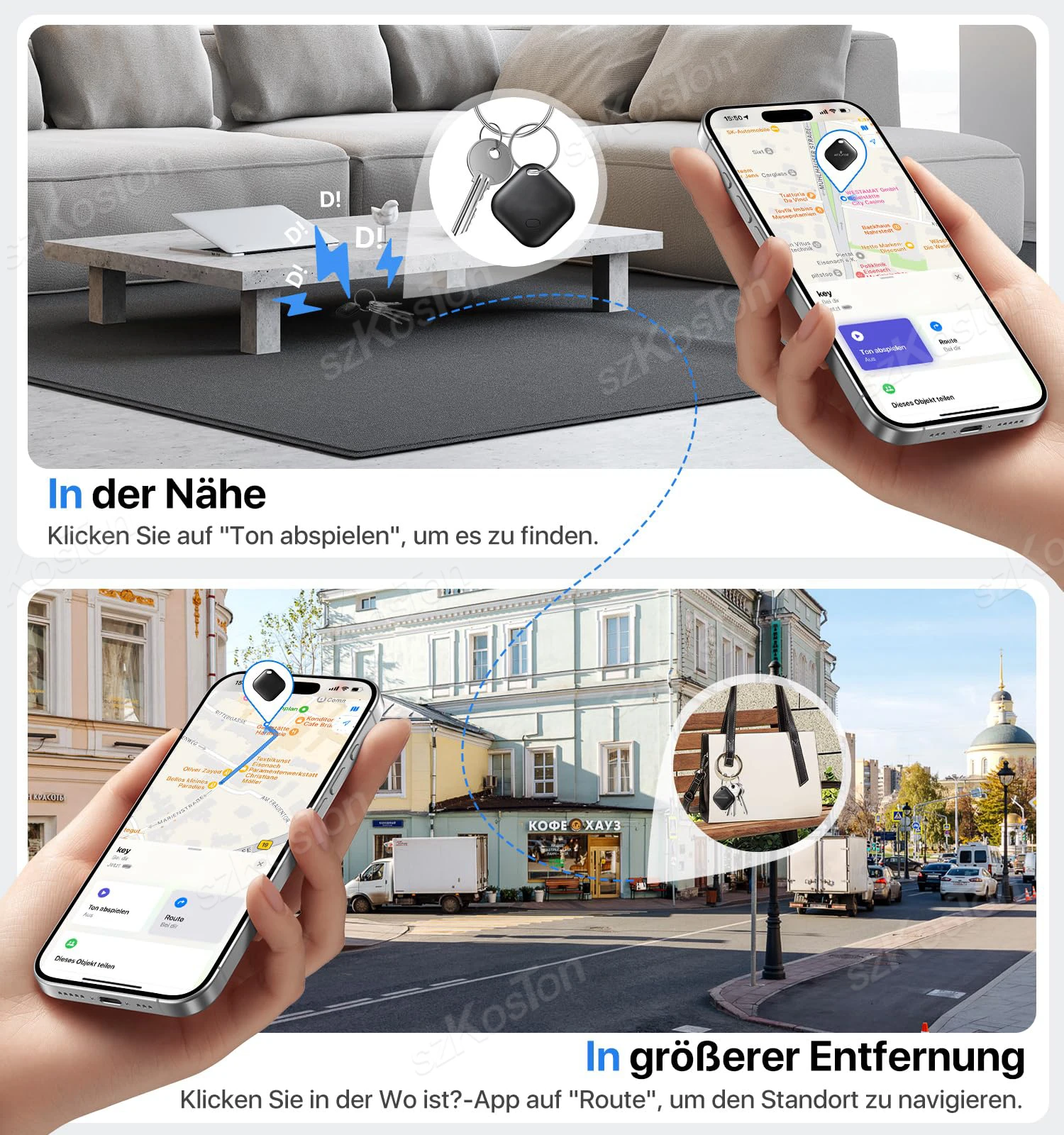 Mini GPS Tracker Compatible with iOS Find My APP Dog Cat Locator Child Finder Pet & Car Lost Tracker Smart iTag with Keychain