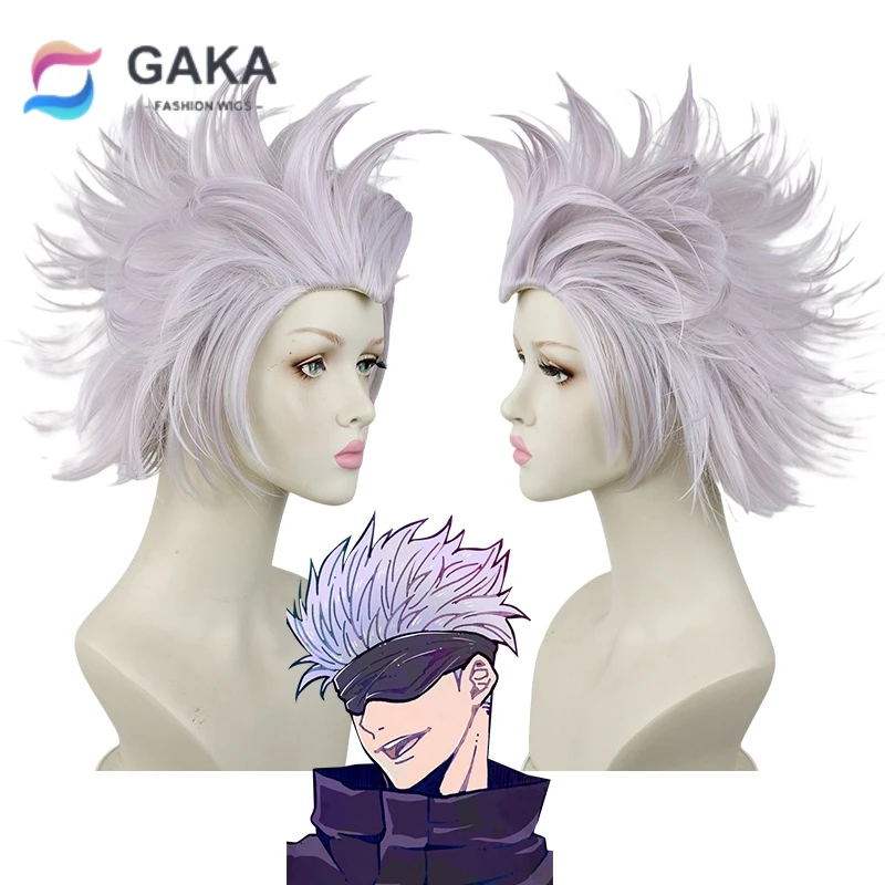 

GAKA Anime Spellbound Battle Roleplay Wig Diagonal Bangs Blue Long Straight Lolita Wig Female Resistant Synthetic Hair