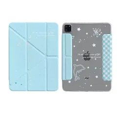 Fresh Blue Summer Cartoon Dolphin Colorful Lines Tablet Case with Buckle Edge Cover - IPadAir3 10.5in (A)
