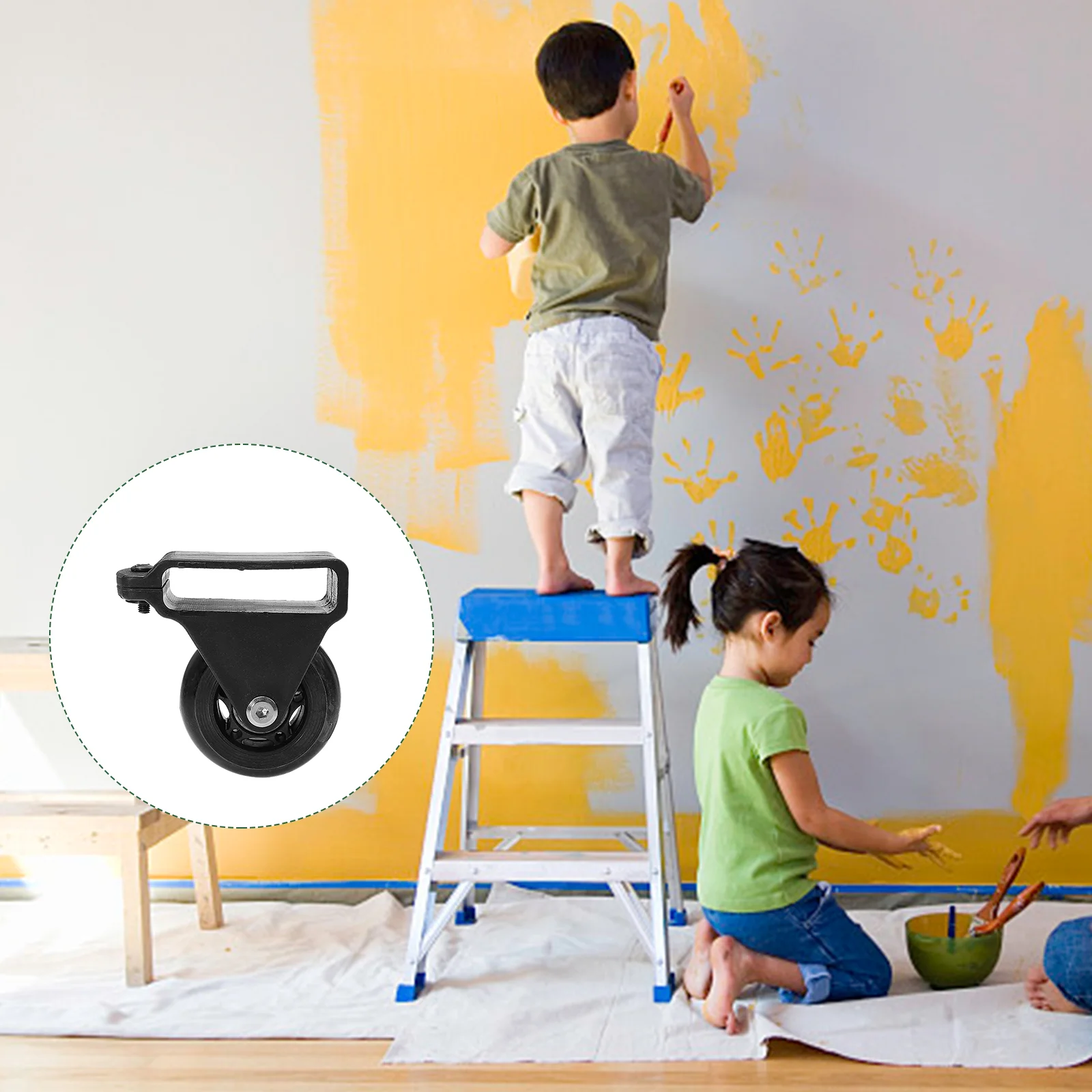 

2 Pcs Ladder Balance Bar Wheels Folding Leveling Casters Adjustable Telescoping Extension Aluminum Alloy