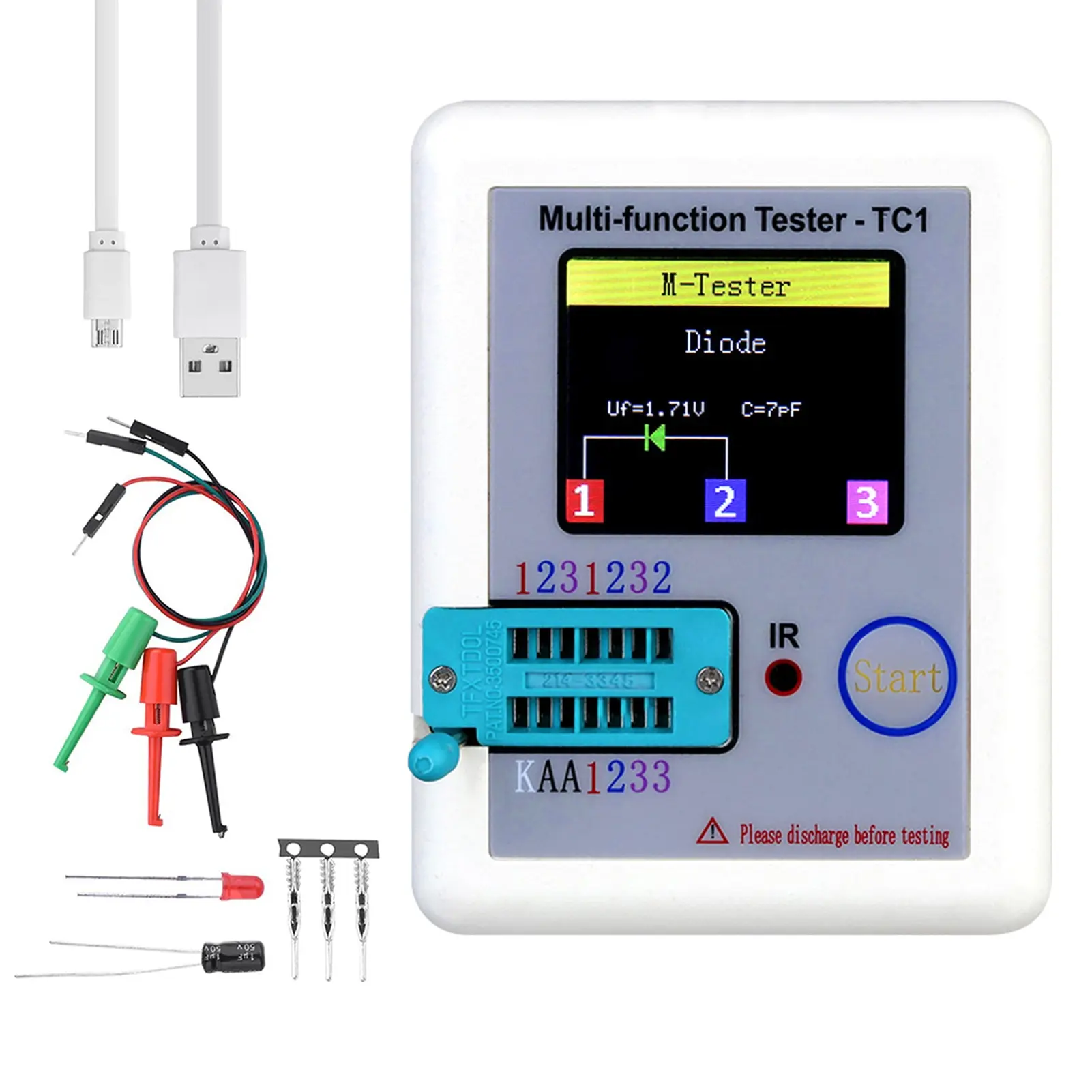 New LCR-T7 Transistor Tester TFT Diode Triode Capacitance Meter LCR ESR Meter NPN PNP MOSFET IR Multifunction Tester Multimeter digital multimeter transistor tester