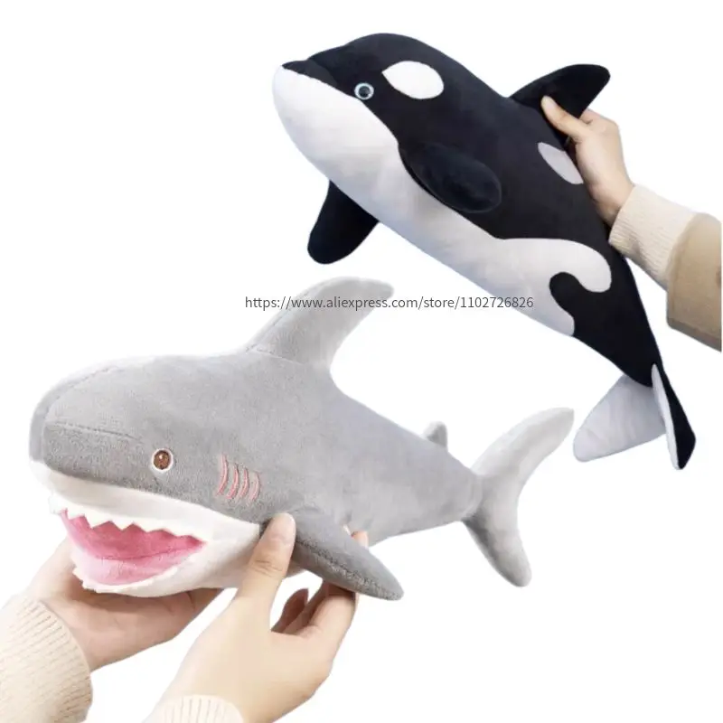 

40/50CM Simulation Cartoon Killer Whale Shark Plush Toys Stuffed Soft Sea Animal Pillow Lovely Shark Doll Birthday Gift for Kids