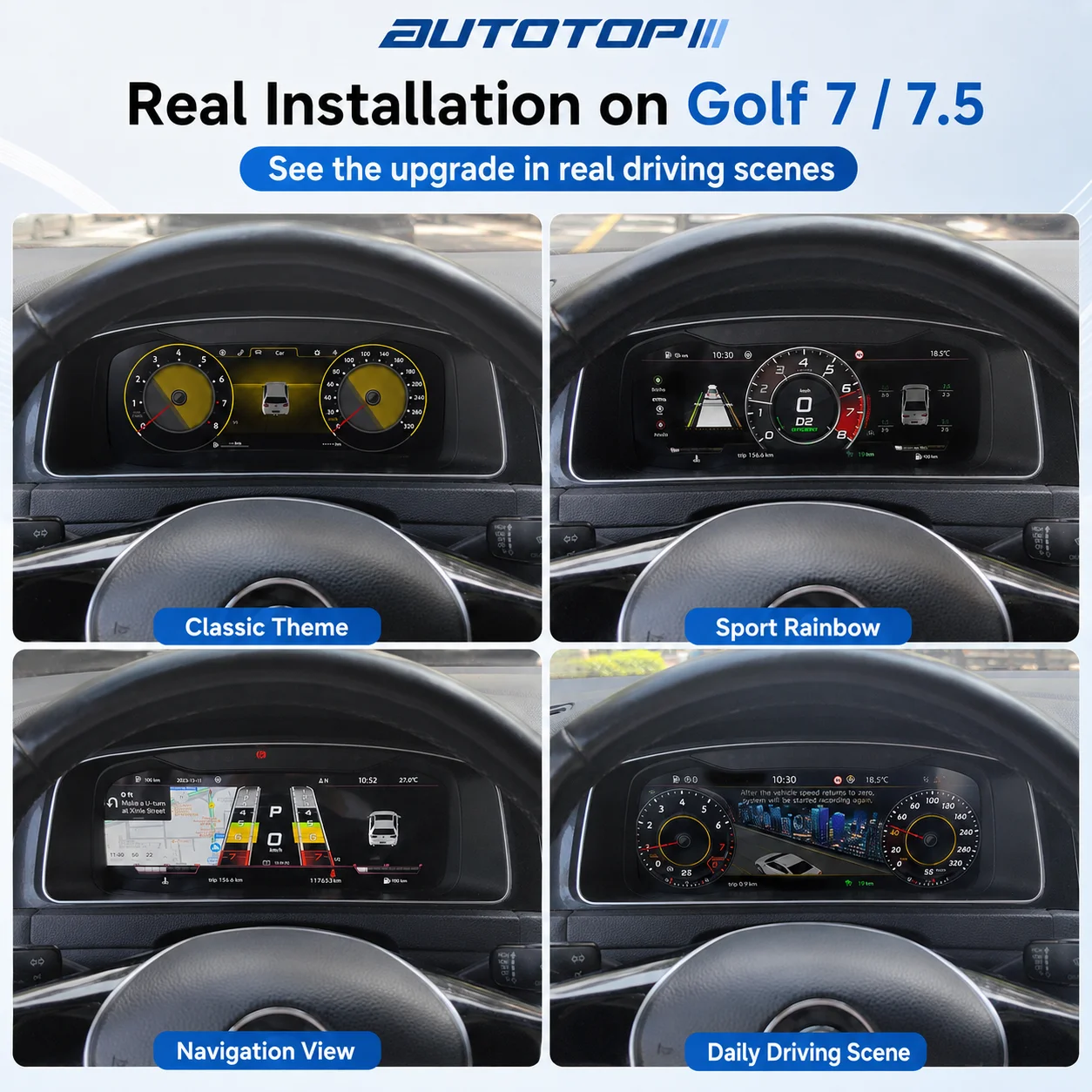 AUTOTOP Panel de Instrumentos Digital de 12.3" para Volkswagen VW Seat Leon MK3 5F 2013-2018, Actualización de Tablero LCD Virtual Cockpit, Reemplazo de Velocímetro Digital, CarPlay Inalámbrico, Android Auto, AirPlay, AutoLink, Pantalla de Información Original del Vehículo, Plug & Play. 6