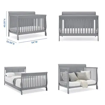 Simmons Kids Carter 6-in-1 Convertible Crib – Grey 1