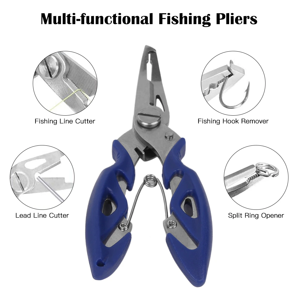 200pcs Assorted 5 Size Split Rings Stainless Steel Fishing Lures Tackle  Connectors with Fishing Pliers