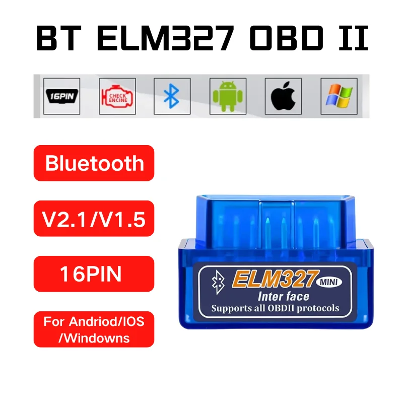 Obd2 Scanner Mini ELM327 V2.1/V1.5 Bluetooth OBD2 Scanner Code Reader Car Diagnostic Tools Check Engine Scan Car Fault Detector Motorcycle