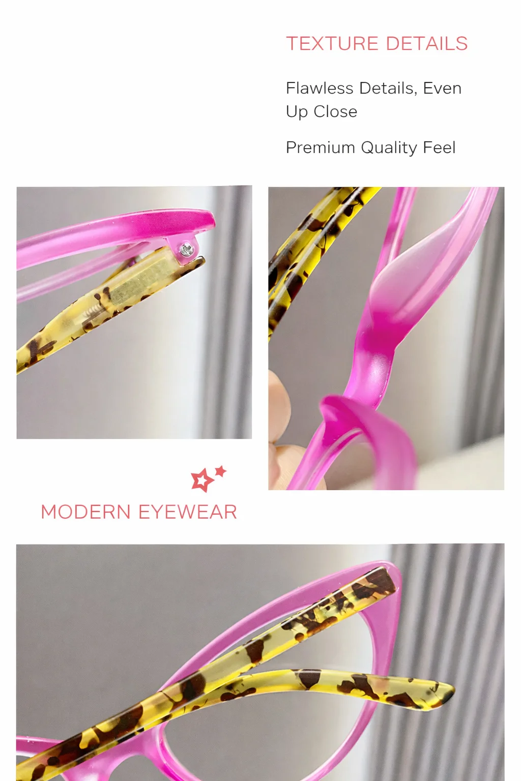 1 Stück Damen Retro Katzenaugen-Lesebrille Anti-Blaulicht Vollrahmen Klare Gläser Presbyopie-Brille mit Federscharnier +1,0-4,0 – Detail 3