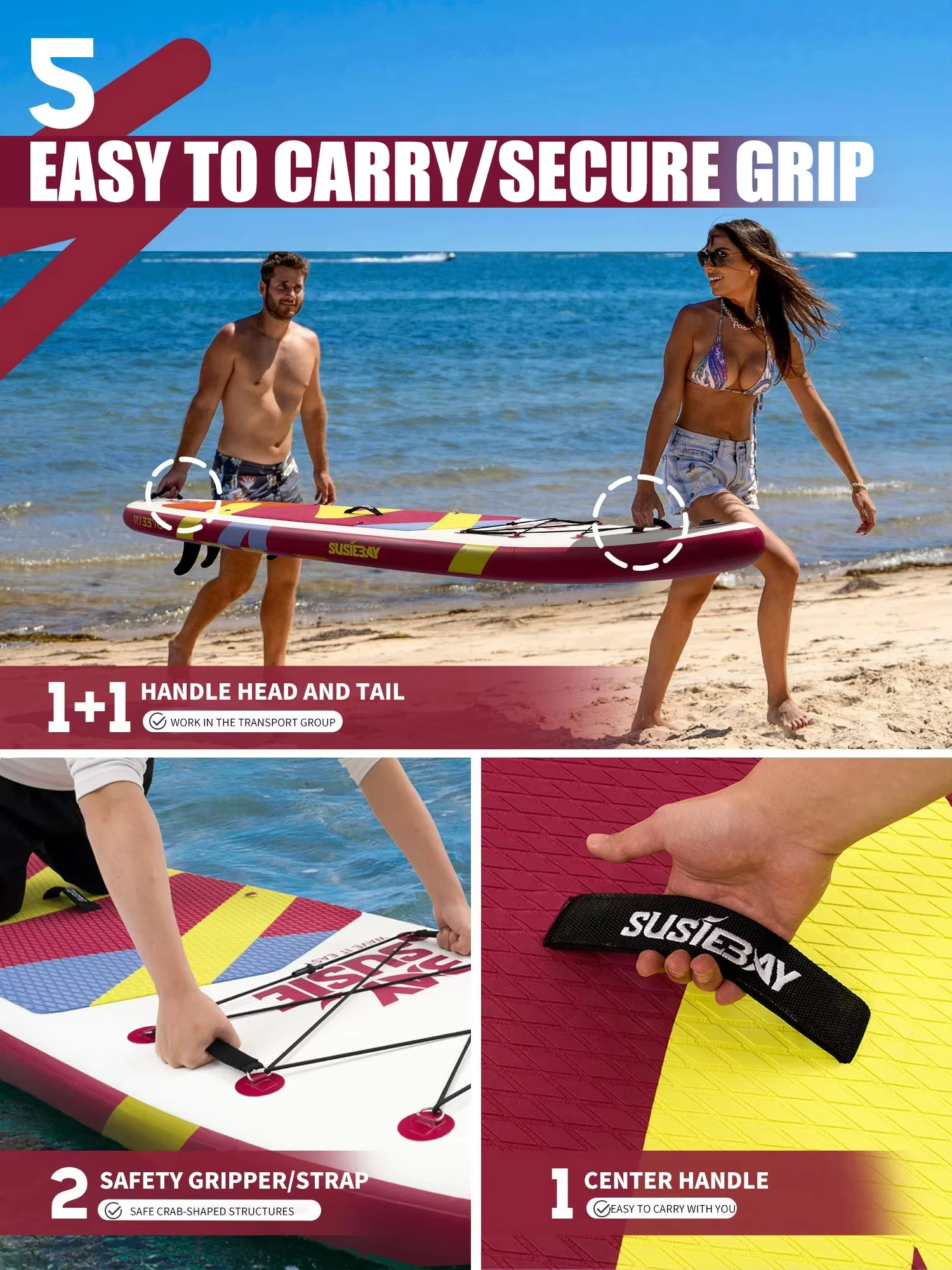 BAY SUSIE Inflatable Paddle Board, 11'x32"x6" Extra Wide SUP, 360LB Capacity, 12-15 PSI, Stable for All Skill Levels & Yoga. - Image 4
