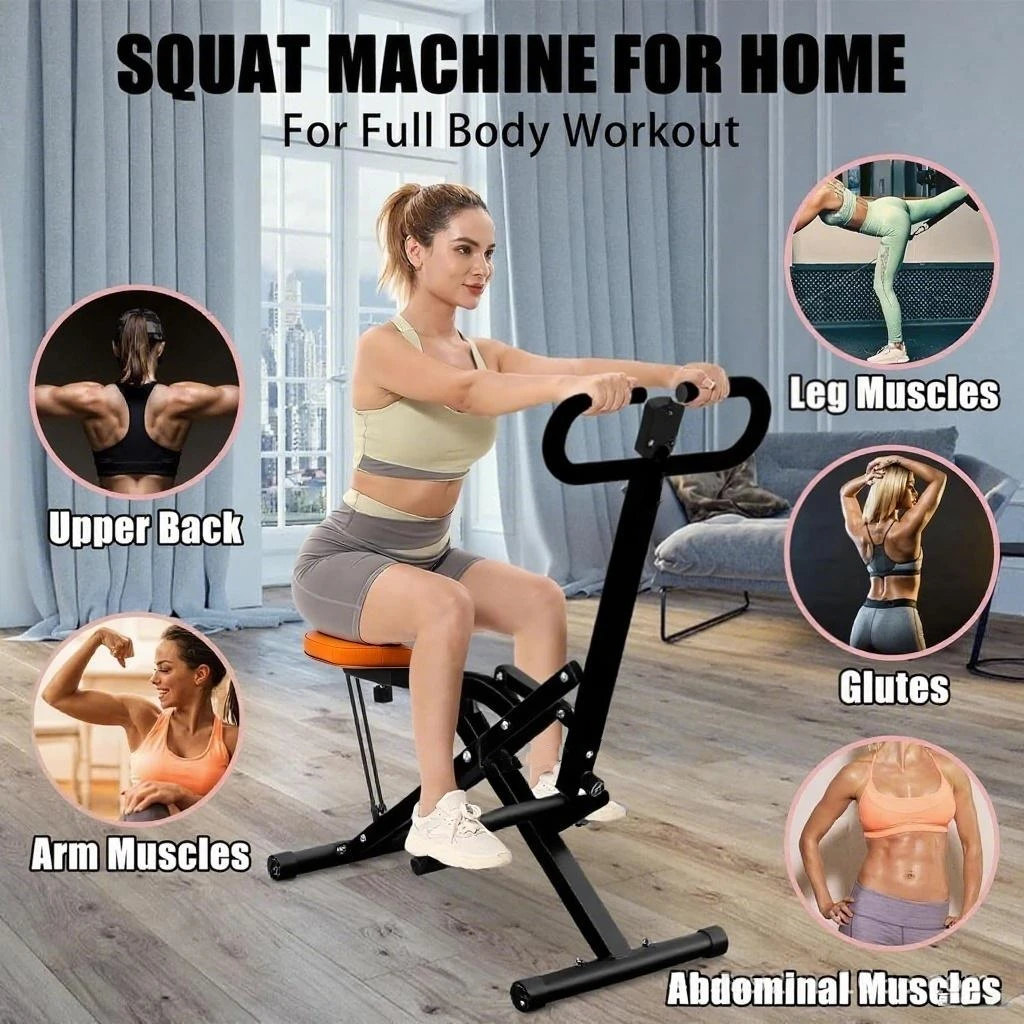 Macchina per squat per macchina per fitness squat pieghevole domestica Esercitatore per addome con resistenza regolabile - immagine 3