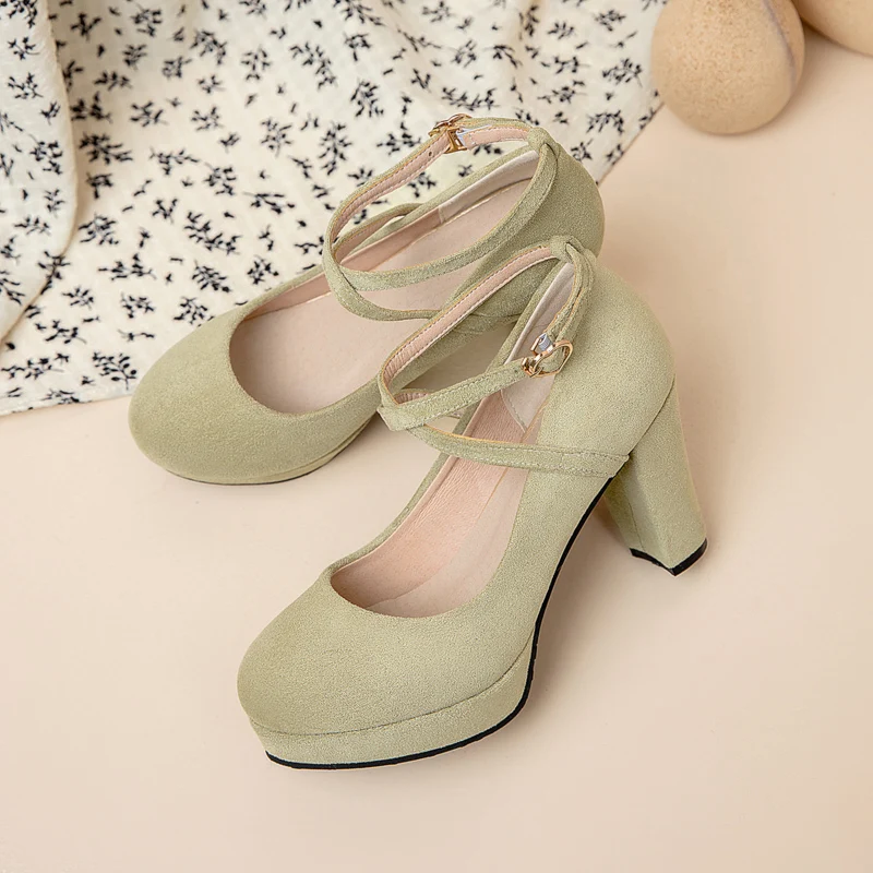 YQBTDL Yong Girls Student School Party High Heels Pumps Platform Cross Strappy Flock Children's Shoes Spring Autumn Pink girls shoes,girls high heel shoes