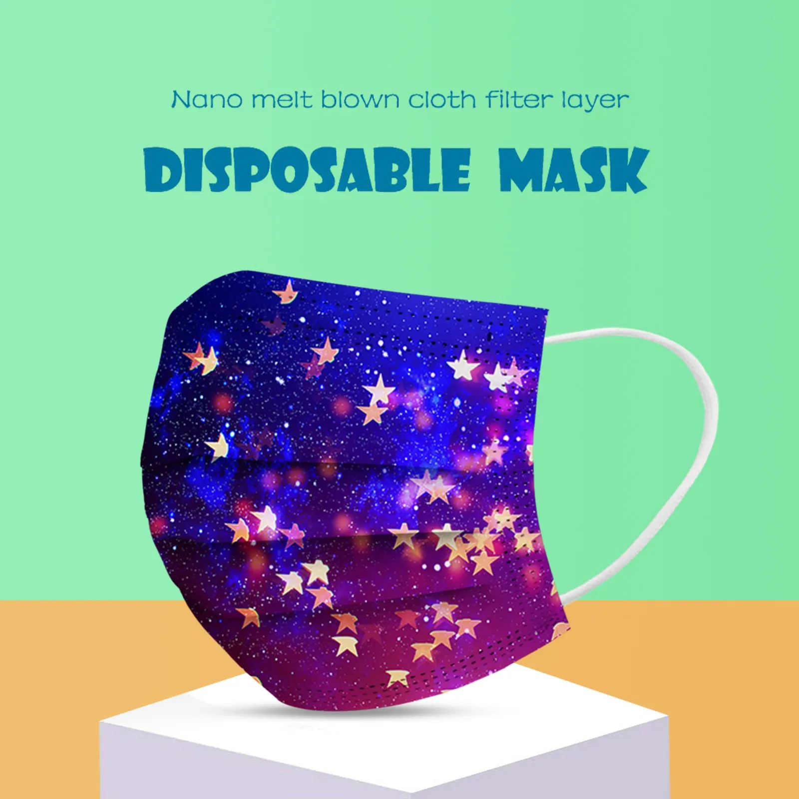 50PC Mask Child Kids Mask Disposable Face Industrial 3Ply Ear Loop