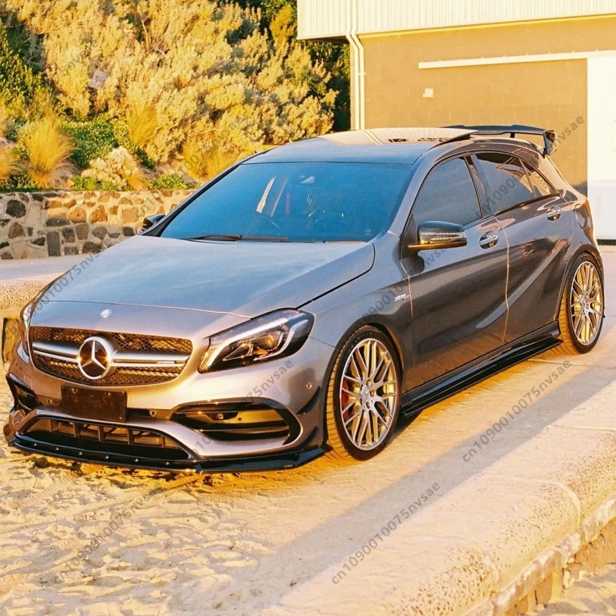 맥스턴 스타일 프론트 스플리터 메르세데스 W176 AMG 라인 A180 A200 A220 A45 페이스리프트 2015-2018 범퍼 립 스포일러 디퓨저 튜닝