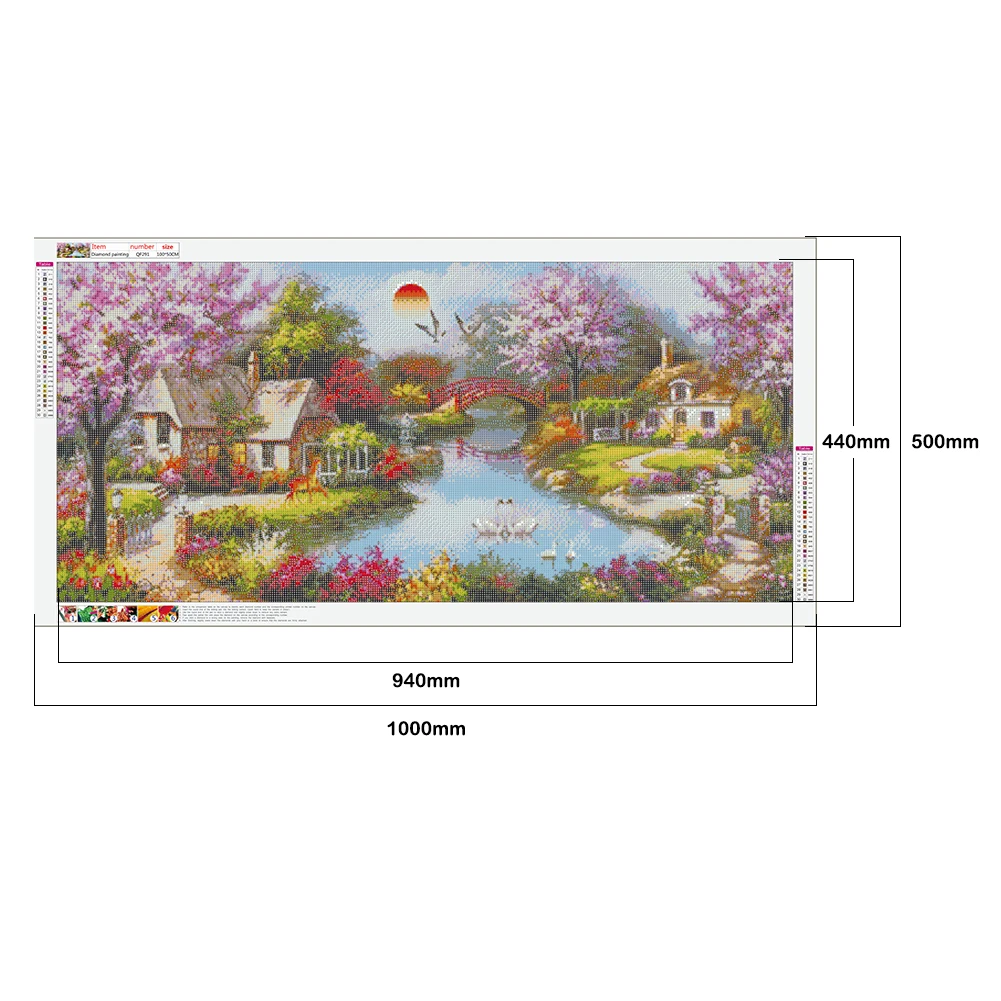 5D DIY Full Drill Diamond Painting Bridge Crane Cross Stitch Embroidery Craft