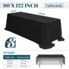 8 Packs 90 x 132 Inch Tablecloth, Black Polyester Table Cloth for 6ft Rectangle Tables, Stain and Wrinkle Resistant Washable 2