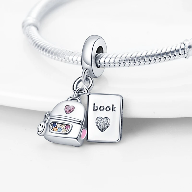 2024 New 925 Sterling Silver Reading Book Teacher Graduation Charm Beads Fit Original Pendant Bracelet DIY Fashion Woman Jewelry 2