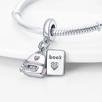 2024 New 925 Sterling Silver Reading Book Teacher Graduation Charm Beads Fit Original Pendant Bracelet DIY Fashion Woman Jewelry 2