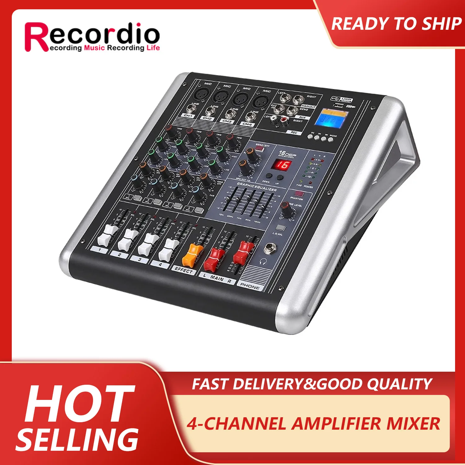 オーディオミキサー 16 DSP リバーブエフェクトを備えた 8 チャンネル