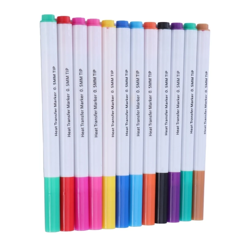 OFBK Heat Transfer Markers 12 Colors 0.5mm/1mm/2.0mm for DIY T-Shirts Crafts
