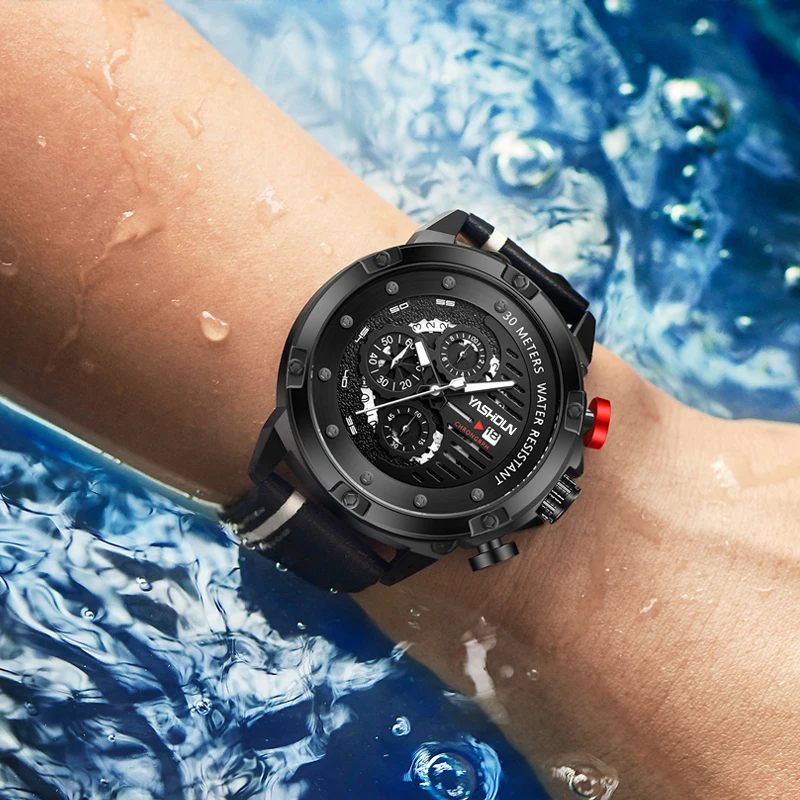 Mens Watches Top Brand Luxury 3Bar Waterproof Date Quartz Watch Man Leather Sport Wrist Watch Men Waterproof Clock 2023 New