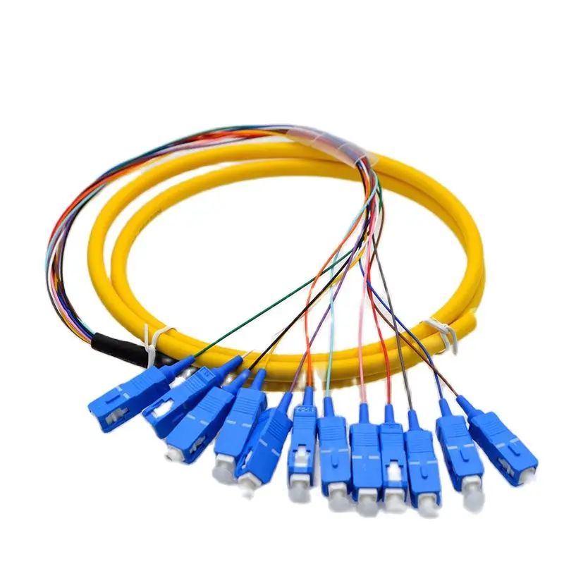 10pcs New 12 Core Optical Fiber Pigtail, SC Square Head Telecommunication Level Single Mode Fiber Optical Skipping Wholesale