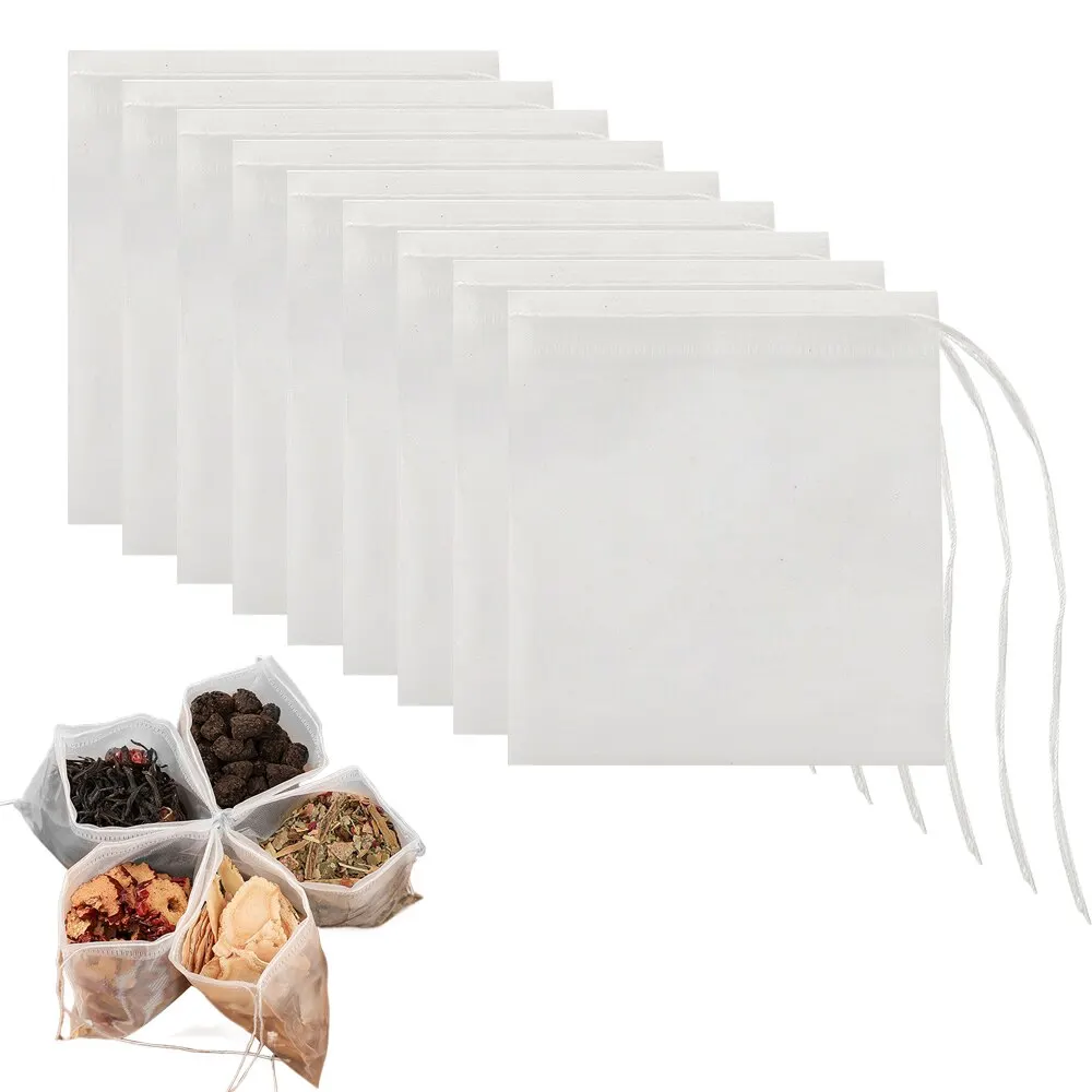 Disposable Tea Filter Bags 50 Pcs Loose Tea Herb Spice Empty Mesh Small Drawstring Seal Infuser Strainer Bags
