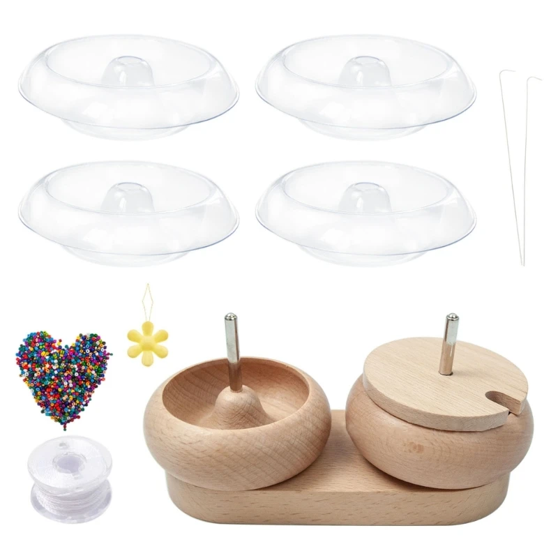 

Bead Spinner Bowl with Beads Beading Needle Spin Beading Bowl Jewelry Tool