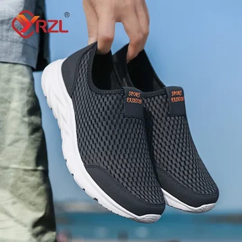 YRZL Men's Sneakers Breathable Mesh Men Casual Shoes Outdoor Non-Slip Big Size Loafers Walking Lightweight Male Tennis shoes 1