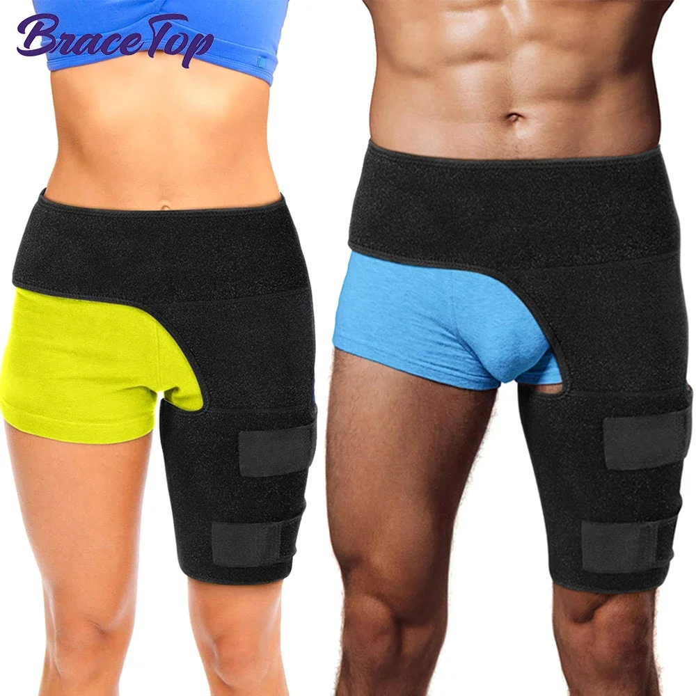 Leg Compression Sleeve BraceTop Men and Women Adjustable Hip Groin Stabilizer Hip Brace Sciatica Pain Relief Thigh Leg Compression Support Wrap