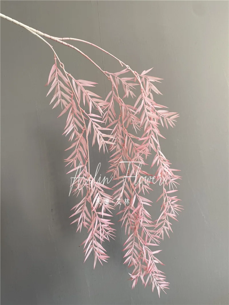 Pink Artificial Rose Mist Grass with Palm Leaves - Wedding Floral Arrangement, Home Decor, and Table Centerpiece