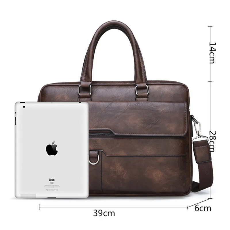 Men Briefcases Bag For 14 inch Laptop Business Travel Handbags Leather Office Shoulder Bags For Man leather briefcase document bag laptop sleeve bag canvas briefcase