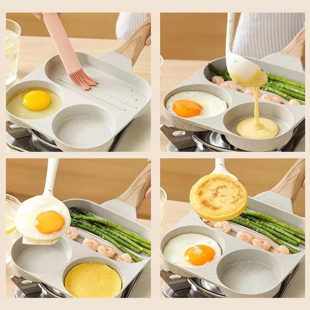 Egg Frying Pan 4 Section Divided Skillet Square Egg Pan Nonstick Egg  Breakfast