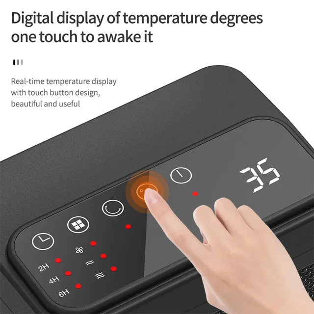 LED Touch Screen PTC Ceramic Heating Technology Electric Upright with Remote Control Home 3 Speed ​​Heater Fan Desktop Heater 2