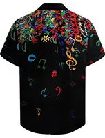 Musical Notes Vintage Casual Men's Shirt Button Up Shirt Party Evening Daily Vacation Summer Short Sleeve tops Polyester Shirt 2