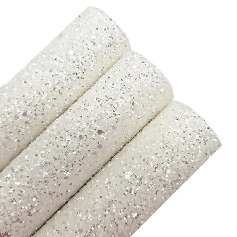 Snow White Crystal Chunky Glitter Vinyl Fabric Sheet Thick Stretch Backing Synthetic Leather Faux Vinil DIY A4 SIZE R451 vinyl fabric vinyl sewing fabric glitter fabric