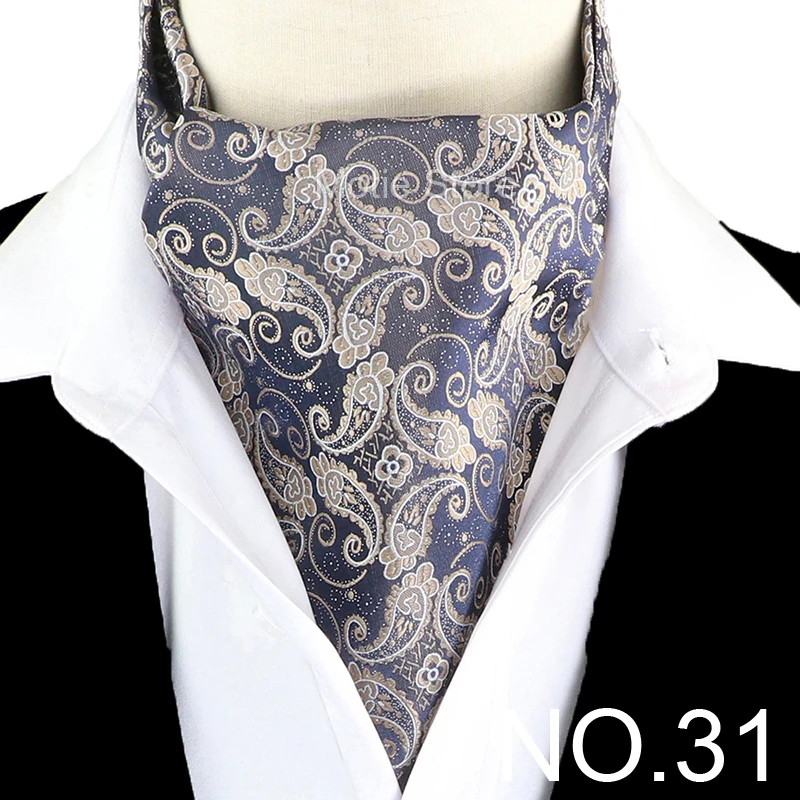 Anmutige Jacquard-Paisley-Cashew-Krawatte, formelles Ascot Scrunch Self British Gentleman Herrenschal, Polyester-Krawatte, Anzug-Accessoires – Detail 30