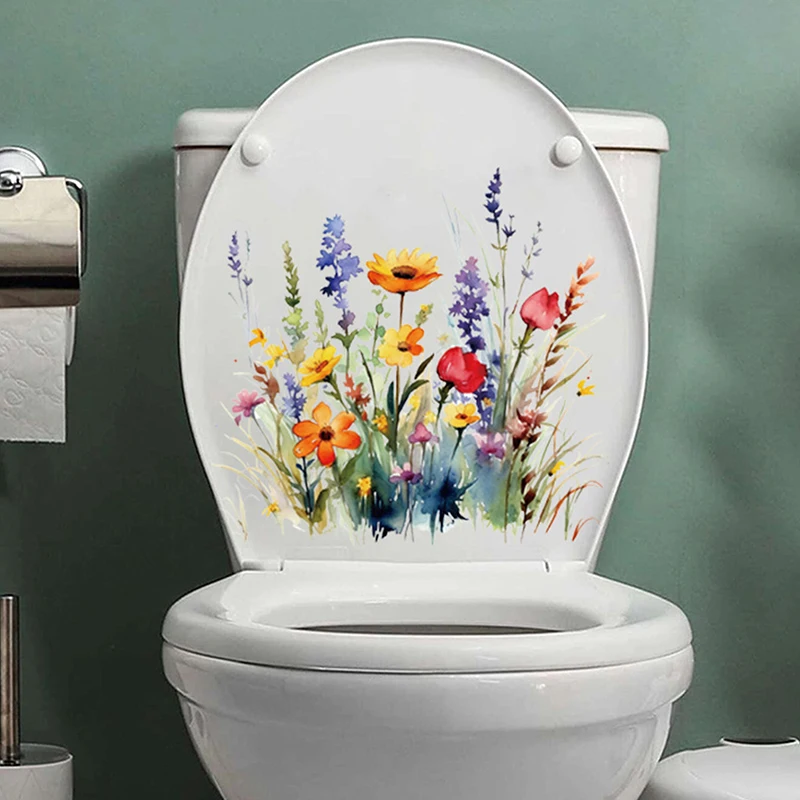 Various Green Plants Flowers Wall Sticker Bathroom Toilet Decor Decals Living Room Cabinet Home Decoration Self Adhesive Mural