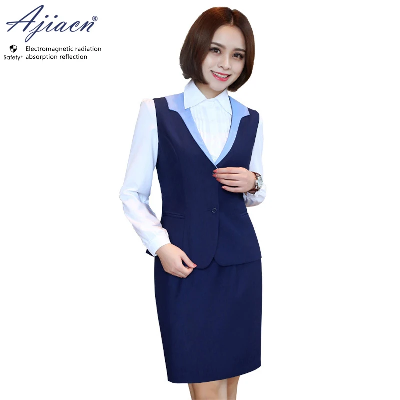  전자기 방사선 보호 여성 비즈니스 세트 은행, 금융 기업 EMF 차폐 의류