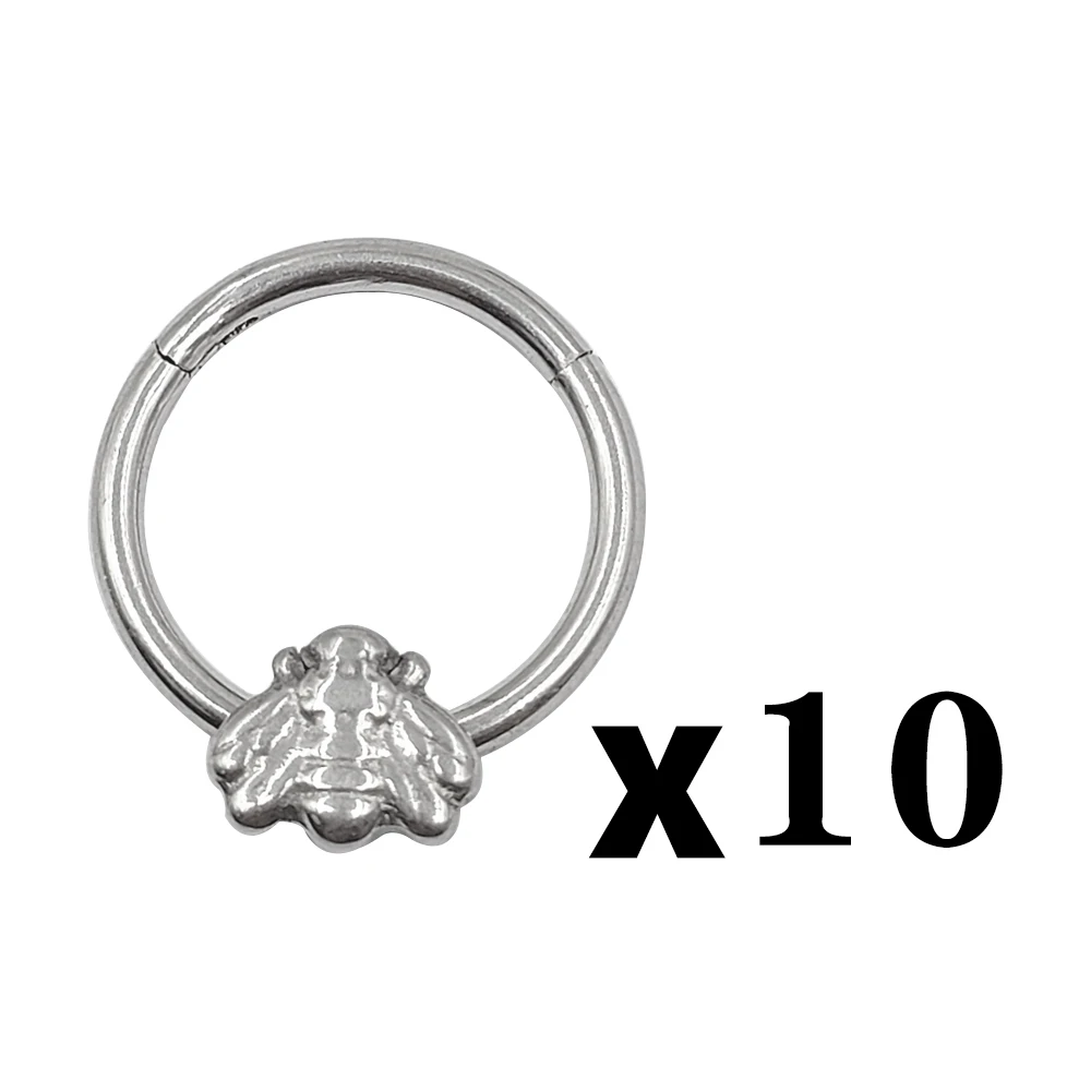 1 & 10 Pcs G23 Titan Schlange Hoop Ohrringe Großhandel Piercing Kleine Runde Körper Piercing Schmuck WomenF316 Bienen Feder Nase ring – Detail 7