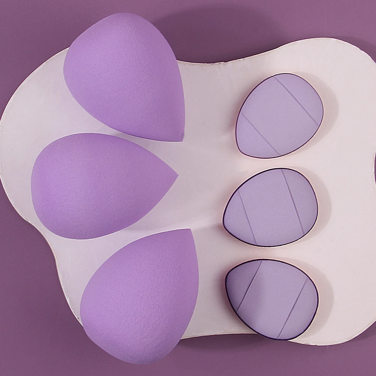6pcs Purple Makeup Powder puff Sponge Egg Set Super Soft Dry and Wet dual-purpose Foundation Liquid Concealer Special Tool