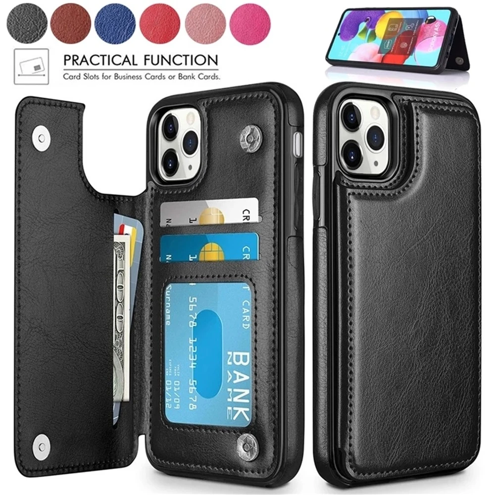 Leather Retro Card Holder Flip Cover for iPhone 14 13 12 11 Pro Max Mini Wallet Case XR X XS Max 8 7 6S 6 Plus 5S SE3 2022 2020 iphone 13 pro max leather case